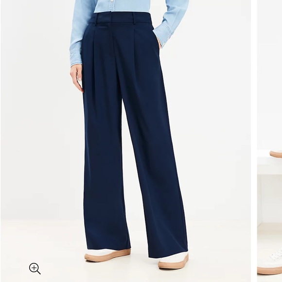 LOFT Blue Wide-Leg High-Waisted Pants - Picture 1 of 6